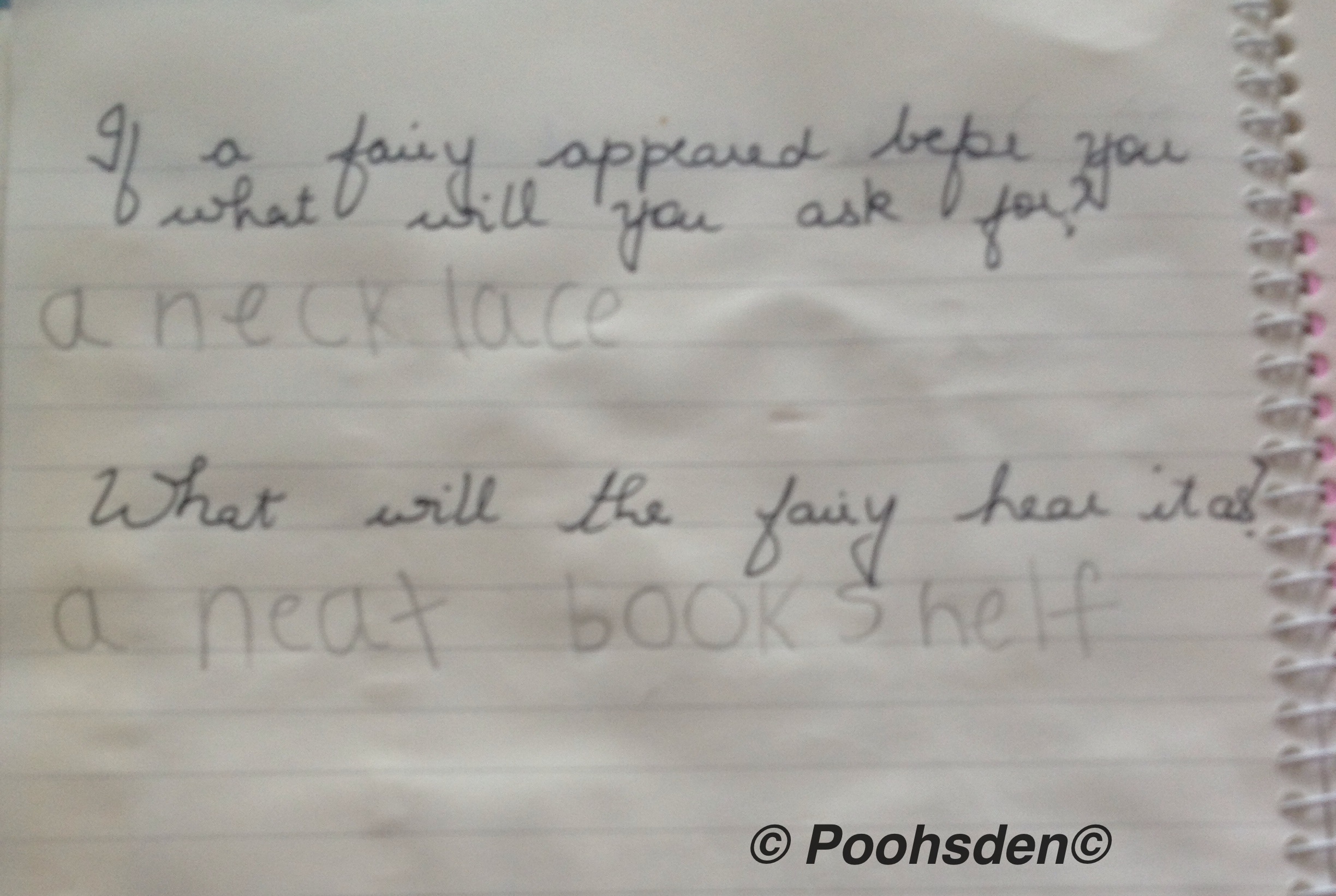 If the fairy appears this is what kuttyma will ask. And Bessie-Belle who doesn't hear properly will hear it differently.