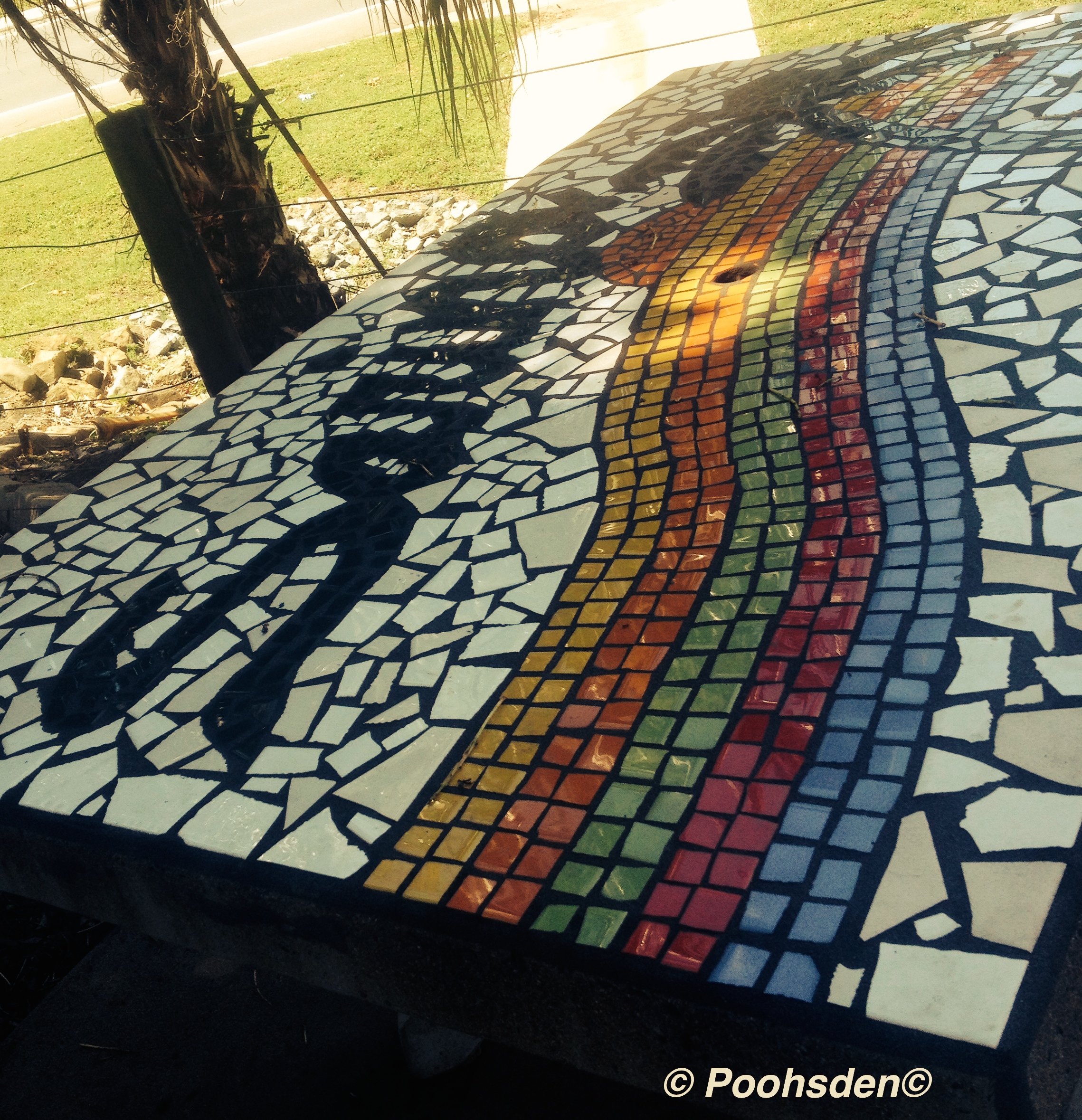 This mosaic at a park bench caught my eye